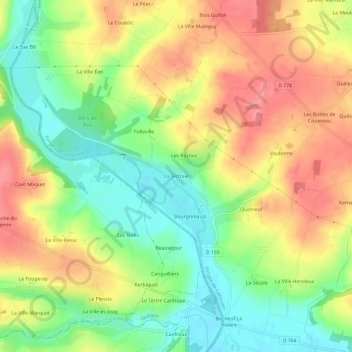 Carte topographique La Tertraie, altitude, relief