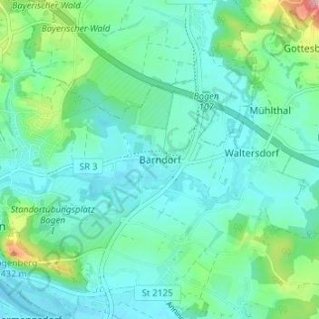Carte topographique Bärndorf, altitude, relief