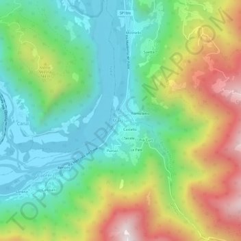 Carte topographique Marziai, altitude, relief