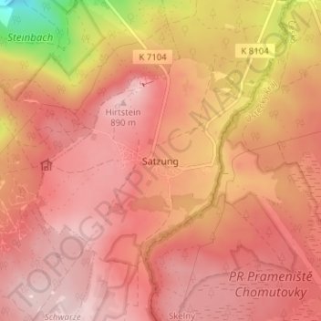 Carte topographique Satzung, altitude, relief