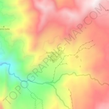 Carte topographique Antiguo San Cayetano, altitude, relief