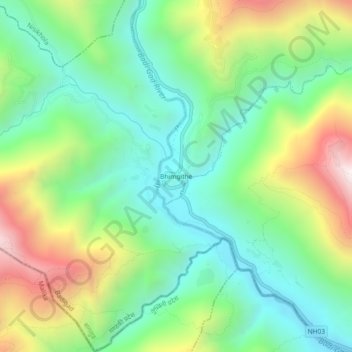 Carte topographique Bhimgithe, altitude, relief