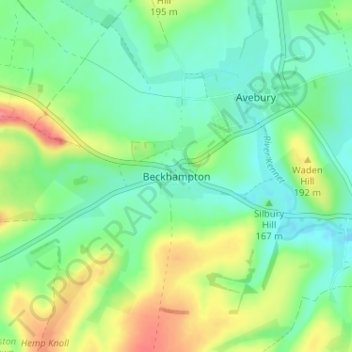 Carte topographique Beckhampton, altitude, relief