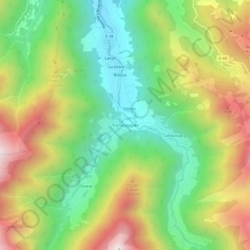 Carte topographique Tramesaygues, altitude, relief
