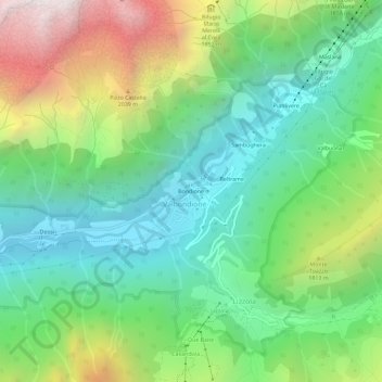 Carte topographique Bondione, altitude, relief