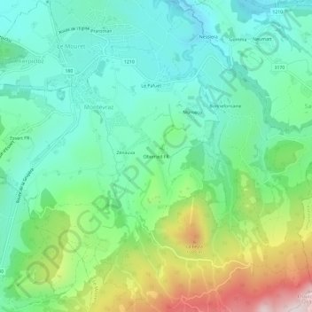 Carte topographique Oberried FR, altitude, relief