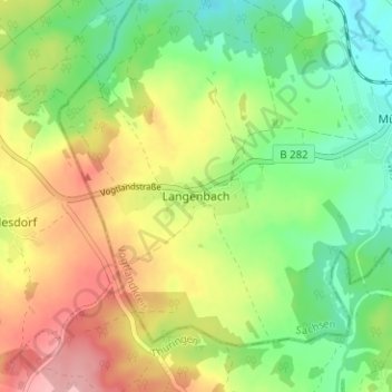 Carte topographique Langenbach, altitude, relief