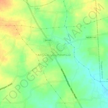 Carte topographique Kaduvettipalayam, altitude, relief