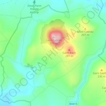 Carte topographique Garnfadryn, altitude, relief