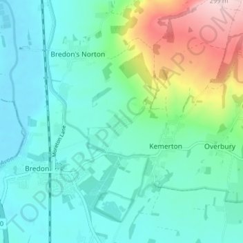 Carte topographique Westmancote, altitude, relief