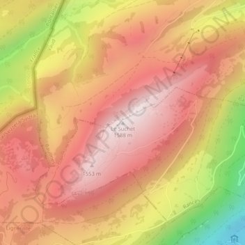 Carte topographique Le Suchet, altitude, relief