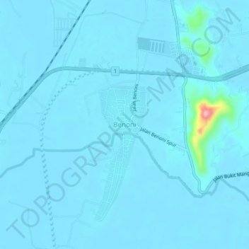 Carte topographique Benoni, altitude, relief