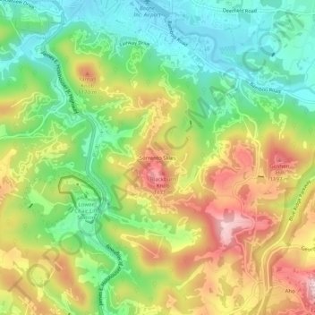 Carte topographique Sorrento Skies, altitude, relief
