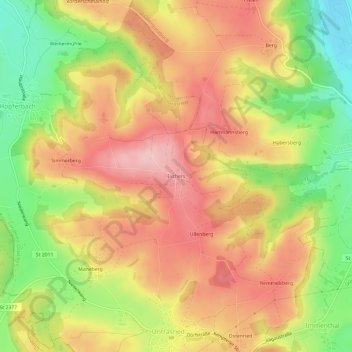 Carte topographique Eschers, altitude, relief
