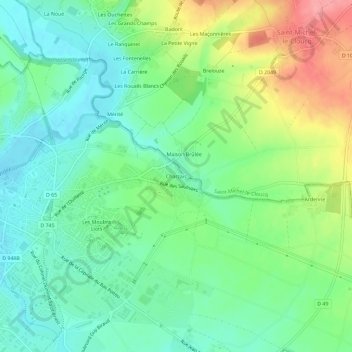 Carte topographique Charzais, altitude, relief
