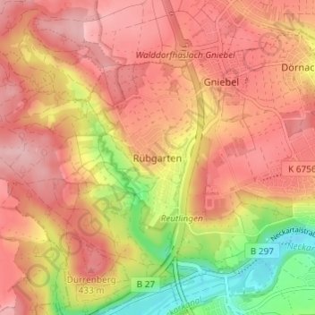 Carte topographique Rübgarten, altitude, relief