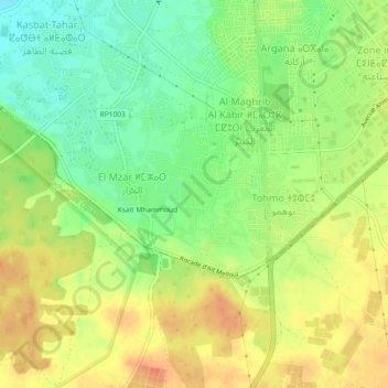 Carte topographique Agoudal ou Souss, altitude, relief