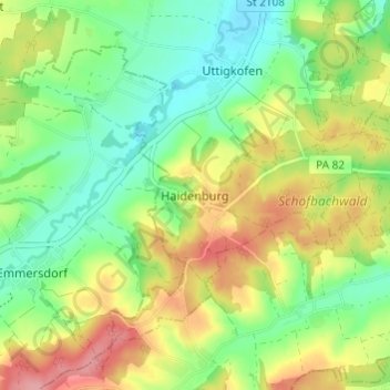 Carte topographique Haidenburg, altitude, relief