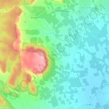 Carte topographique Sinsans, altitude, relief