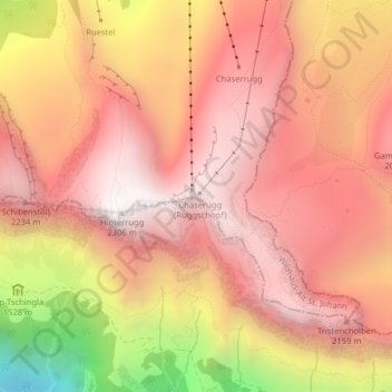 Carte topographique Chäserrugg, altitude, relief