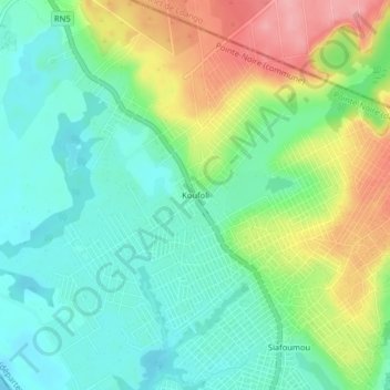 Carte topographique Koufoli, altitude, relief