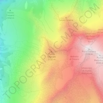 Carte topographique Punta Segnale, altitude, relief