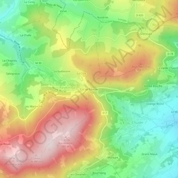 Carte topographique Col de Pavezin, altitude, relief