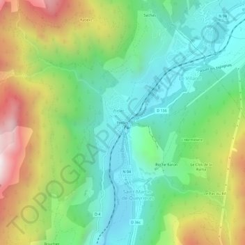 Carte topographique Prelles, altitude, relief