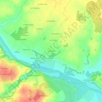 Carte topographique Les Places, altitude, relief