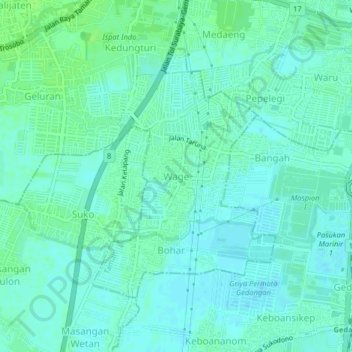 Carte topographique Wage, altitude, relief