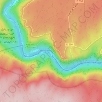 Carte topographique Rapide du Grand Gour, altitude, relief