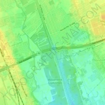 Carte topographique Grazer Becken, altitude, relief