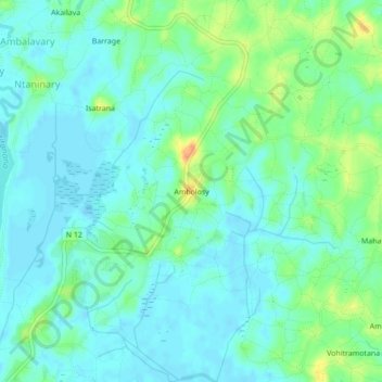 Carte topographique Ambolosy, altitude, relief