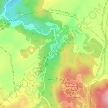 Carte topographique عين فيتال, altitude, relief