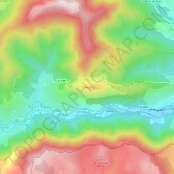 Carte topographique Esparon, altitude, relief