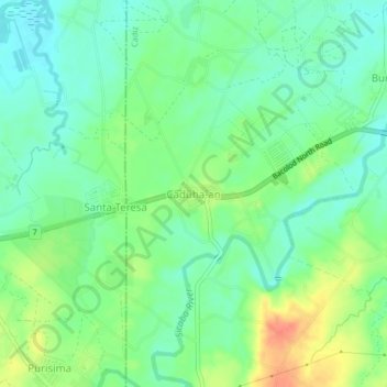 Carte topographique Caduha-an, altitude, relief