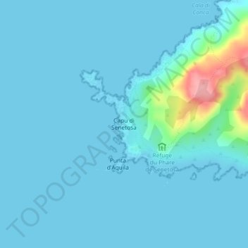 Carte topographique Capu di Senetosa, altitude, relief