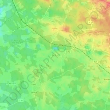 Carte topographique Le Bret, altitude, relief