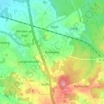 Carte topographique Ronnweg, altitude, relief
