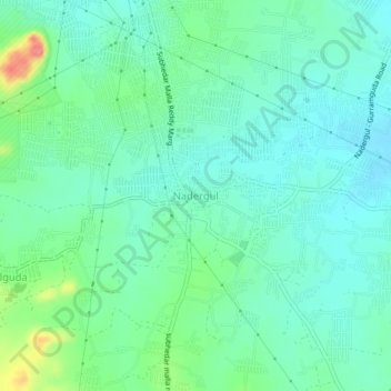 Carte topographique Nadergul, altitude, relief
