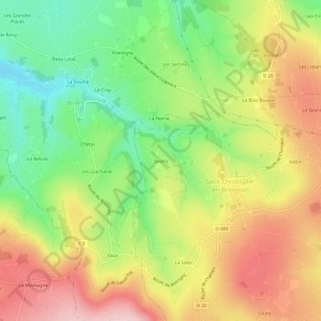 Carte topographique Seuilly, altitude, relief