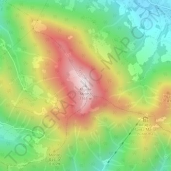 Carte topographique Monte Misma, altitude, relief
