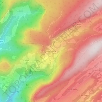 Carte topographique La Main Morte, altitude, relief