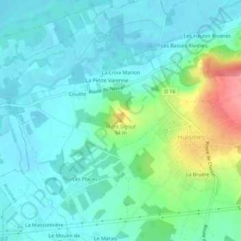 Carte topographique Mont Sigout, altitude, relief