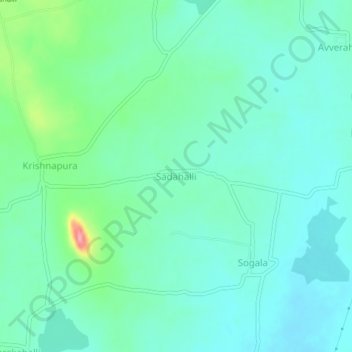 Carte topographique Sadahalli, altitude, relief