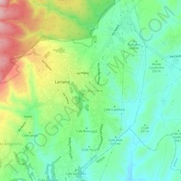 Carte topographique Valle Mazzone, altitude, relief