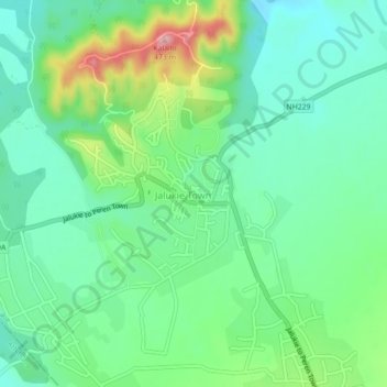 Carte topographique Jalukie, altitude, relief