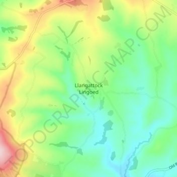 Carte topographique Llangattock Lingoed, altitude, relief
