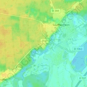 Carte topographique Roethel, altitude, relief