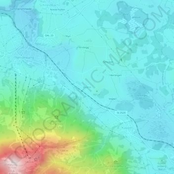 Carte topographique Wank, altitude, relief